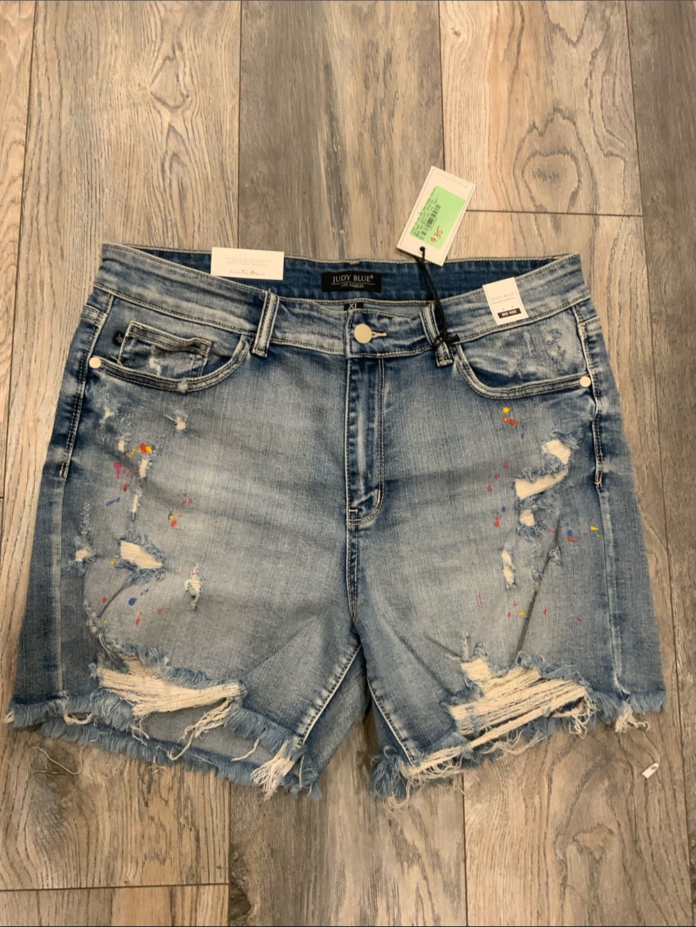 Judy Blue splatter painted frayed shorts # 15245
